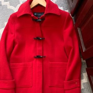 Like New Kenneth Cole Wool Red Pea Coat